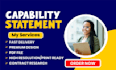 write government capability statement  government contract, capability statement