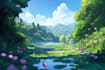 draw fantasy background and landscape
