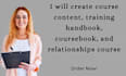 create course content, training handbook, coursebook, and relationships course