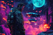 create detailed art of sci fi cyberpunk psychedelic