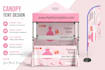 design canopy tent, table cover and feather flag design