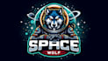 do unique space wolf logo with text and provide all file