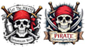 create amazing illustration skull pirates logo