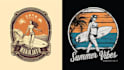 make vintage hand drawn summer surfing beach logo