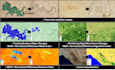 map or calculate land cover change, vegetation, water, moisture, built up by gis
