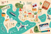 draw custom travel illustrated vector map design
