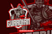 create guardian knight helmet wings mascot logo