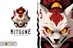 make kitsune mask fox mascot logo design