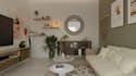 improve exist plan, boho interior style, pergola interior with pool,large window