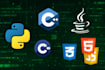 write code in python, c plus plus, c sharp, java and websites