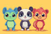 design flat cute animal vector illustrations for stickers,