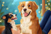 make a any pet portrait using watercolor