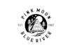 design dynamic pink moon blue river logo