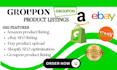 do groupon amazon ebay shopify walmart product business listing upload
