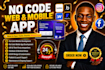 build no code mobile web app mvp in bubble, adalo flutterflow and glide