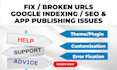 index your website fix gsc errors, sitemap issues, 404, schema technical SEO CRM