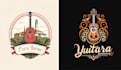create hand drawn music guitar logo