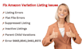 resolve and fix amazon product listing variation issues