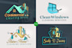 design house cleaning, commercial cleaning, and cleaning service logo
