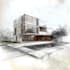 do architectural sketch rendering exterior interior concept
