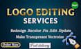 fix, design logo, editing, redesign, recolor, modify and change the text