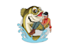 design unique fish holding man logo