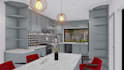 design kitchen, island and 3d modelling