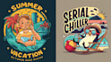 create cartoon summer pool spa logo