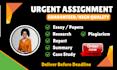 do concise research, essay, case study, project work for college and university