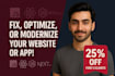 fix, optimize, or modernize your website or app js, react, CSS, HTML, nodejs