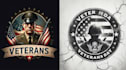 make hand drawn vintage flag veteran logo