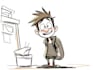 draw a cartoon character in a funny sketch