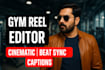 create cinematic gym reels with captions and beat sync