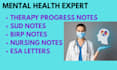 write esa letters, soap,therapy progress, birp and sud notes