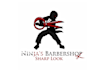 design awesome professional barber ninja logo
