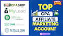 create best affiliate, cpa account setup