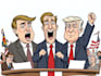 create a political or satirical cartoon
