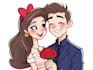 draw cartoon disney couple portrait