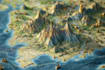 create a fantasy map with digital watercolours