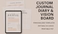 design journal, diary templates vision boards in canva