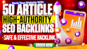 50 article submission high da pa backlinks