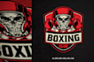create muscle bodybuilder skull boxing gym logo