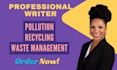 write on pollution, recycling and waste management
