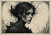 draw dark art illustration with engraving style