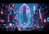 do a cyberpunk futuristic city art