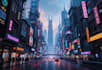 make a cyberpunk futuristic city art