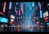 make a cyberpunk futuristic city art
