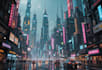 do a cyberpunk futuristic city art