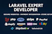 develop a laravel web app with payment, store, and shipping API integration
