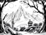 create black and white line art illustration